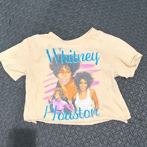 Whitney Houston Graphic Crop Top - Cream